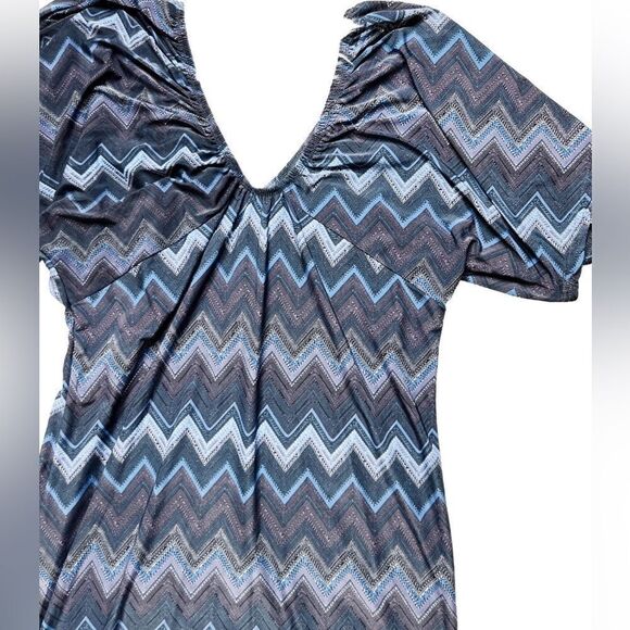 CristinaLove Zig Zap Striped Mini Dress Blue Purple Size XL - Picture 2 of 5